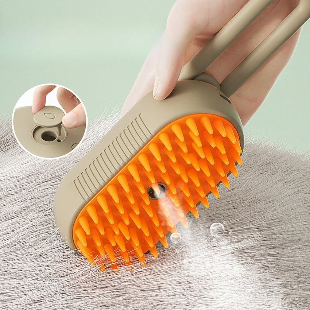 PetiGlow – SteamCare – 3-in-1 Dampfhaarbürste für Reinigung & Fellpflege