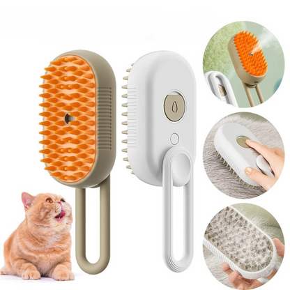 PetiGlow – SteamCare – 3-in-1 Dampfhaarbürste für Reinigung & Fellpflege